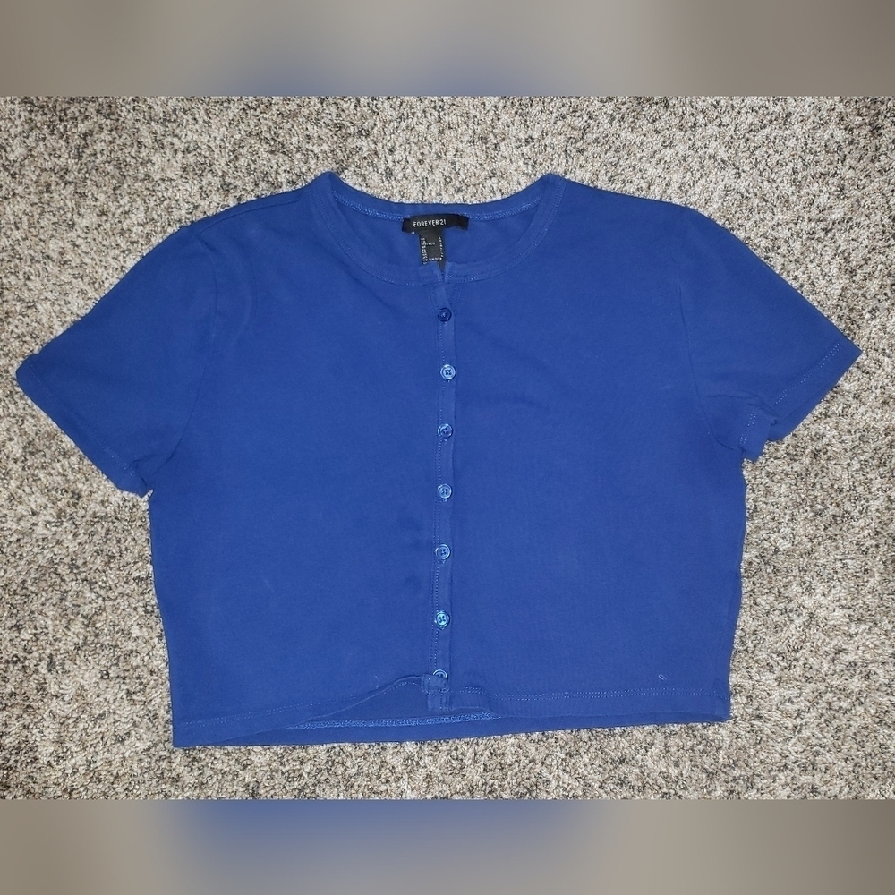 Forever 21 Blue Cropped Cardigan